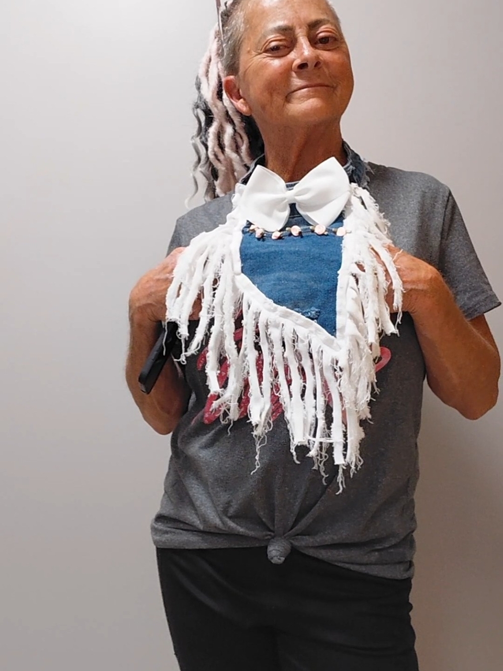 Cell Phone Jabot Upcycled Denim - Picture 6 of 9